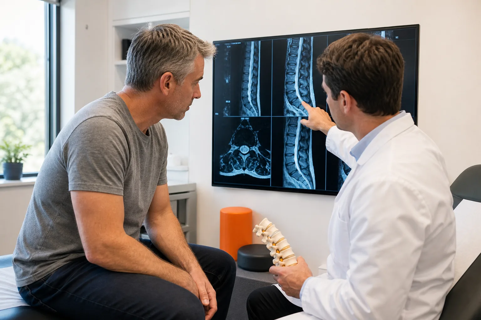 Utah car accident victim reviewing a car accident settlement amount with a doctor and attorney