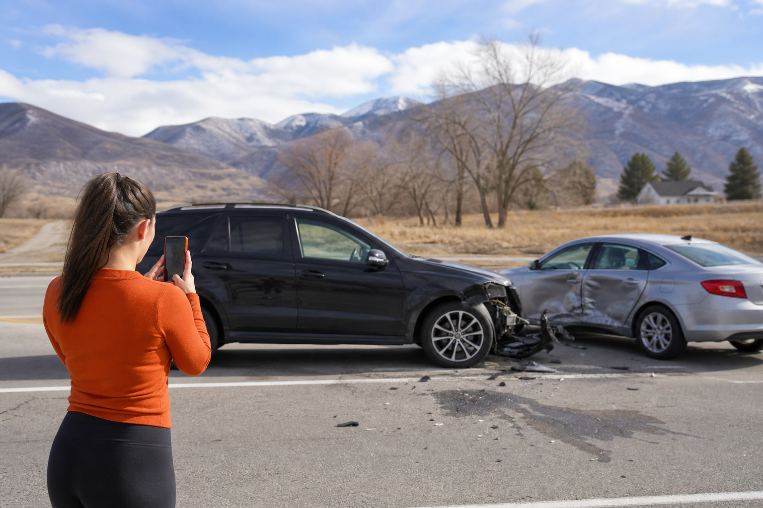 Injured person at a crash scene preparing to file a personal injury claim in Utah